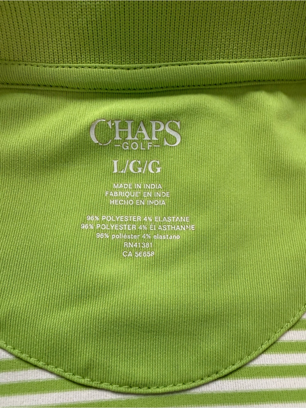 Chaps green striped polo shirt size large - Picture 2 of 3